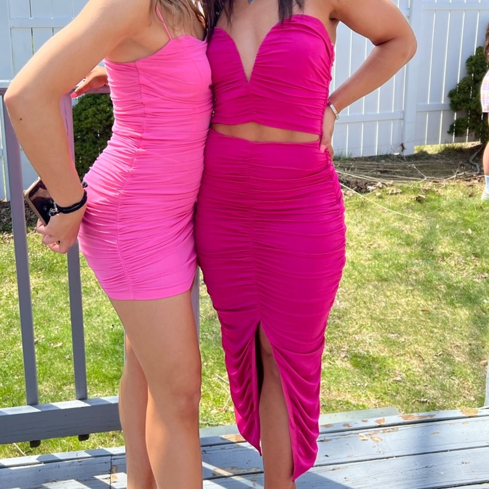 Pink Strapless Midi Dress